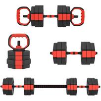 4in1 reguliuojami svarmenys, 25 kg, hanteliai ir štanga, 1 rinkinys