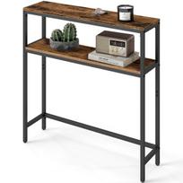 Konsolinis stalas 20x80x80 cm Rudas ir Juodas MDF plokštė ir Plienas