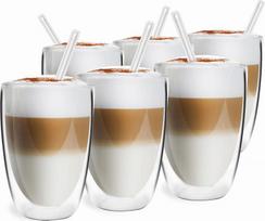 Vialli Design Puodelių dvigubomis sienelėmis su šiaudeliais rinkinys 6vnt. 350ml Vita 6865