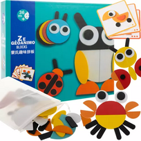 Kruzzel Medinė Montessori dėlionė - spalvotos formos 29 dalys