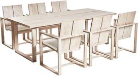 Lauko baldų komplektas Beliani Rinkinys sofa šešioms asmenims AZZANELLO, akacijos medienos, balkšva (585877 Bel)