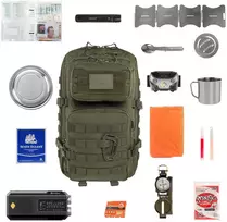 šgyvenimo kuprinė 36L su įranga – Brytzky Tactical Polygon Olive V2 | 72 val. krepšys | Evakuacijos krepšys | Bug Out krepšys