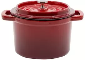 Emaliuotas ketaus mini puodas, raudonas, 0,65 l.