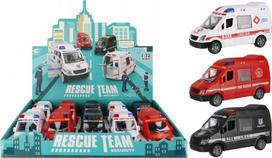 Greitosios pagalbos automobilis 12cm, 3 rūšių, su traukimo mechanizmu