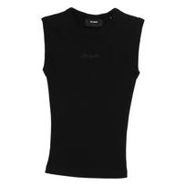 Marškiniai be rankovių moterims, Juoda, Scoop ribbed tank
