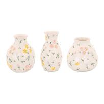 Kreminės spalvos iš akmens masės vazos 3 vnt. (aukštis 10 cm) Ditsy Floral – Sass & Belle