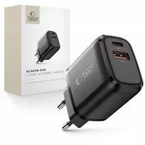 Tech-Protect NCA65W-GAN travel charger | 65W | PD, QC, GaN | USB-C, USB-A | black