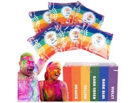 6 vnt. spalvoti milteliai Holi - šventėms ir vakarėliams