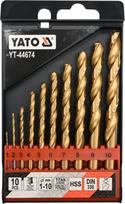 Metalo grąžtų rinkinys Yato YT-44674, plienui/nerūdijantysis plienas, hss-tin, cilindrinis, 1-10 mm x 13.3 cm