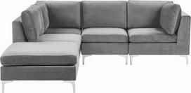 Modulinė sofa, su pufu Beliani Evja, pilka sp., kairinė, 235 x 150 cm x 84 cm