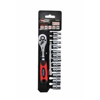 AW39011BLIP AWTOOLS Black Line 1/4" galvučių ir įrankių rinkinys su tarškute ir TPR rankena, 14 vnt. (4–13 mm)