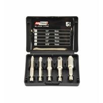 AW16405BLIP AWTOOLS pažeistų varžtų išsukėjų komplektas BLACK LINE, 5 vnt., 0–14 mm