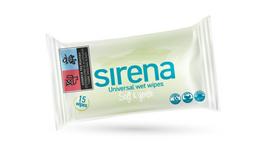 Drėgnos servetėlės Sirena, 1 sl, 15 vnt.