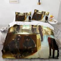 3D Print Anime Death Note Bedding Set Single Twin Full Queen King Size Bed Set Adult Kids Bedroom Duvet Cover Sets Home Textiles EU single(135x200cm) black