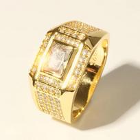 Didelio dydžio natūralūs 18K paauksuoti žiedai vyrams Sona plytelė Diamant sužadėtuvių žiedai kubinis cirkonis vestuviniai žiedai vyrams 9 beige