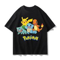Pokémon Anime Išvestinis Pikachu Dvipusiai Spausdinti Marškinėliai 2026 Vasara Vaikams T-shirt Lauko Treniruotėms ir Fitnesui Vyriški Sportiniai Drabužiai S