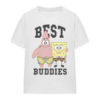 Spongebob Squarepants And Patrick, Best Buddies Ladies 100% Cotton T-shirt Mens Tees Top S-2XL, White L beige