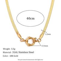 E.B.belle Blade Chain Paper Clip Chain O-shaped Chain spring Buckle Pendant Necklace 18K Gold Plated 316L Stainless Steel