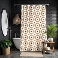 Neutralus smėlio spalvos boho dušo užuolaida, viduramžių modernaus stiliaus, neutrali dušo užuolaida, minimalistinis vonios kambario dekoras W90xH180cm