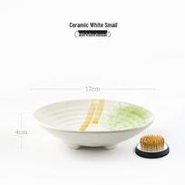 Zen japoniškas Ikebana indas: Keramikinis puodas, lėkštė ir kenzanas, skirti Ohara mokyklos gėlių menui black