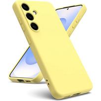 Prabangus Originalus Skystas Silikonas 1:1 telefono dėklas, skirtas Samsung Galaxy S26 Ultra S25 FE S24 S23Plus, su odos pojūčiu, apsaugantis nuo kritimo, apsauginis dangtelis Galaxy S24+ geltona