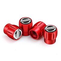 CHHUPY1 4pcs for Nissan Qashqai Juke Sentra Altima Versa Maxima Almera Rogue Kicks Leaf Alloy Tyre Stem Cover Car Wheel Tire Valve Caps raudona