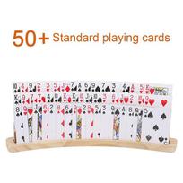 ABWR-2Set Curved Wooden Playing Cards Holder Tray Rack Organizer Solid Card Holder For Bridge Canasta Strategy Card Playing