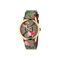 Gucci G-Timeless serijos laikrodis Kvarcinis mechanizmas Drobės dirželis Rudas ciferblatas 3D siuvinėta bitė Madingas poros laikrodis Unisex laikrodžiai Auksinis YA1264038A Regular Watch Box,Brand-New Out of Warranty
