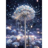 5D Frameless Pearl Painting Dandelion Diy Handmade Sticky Diamond Creative Canvas Art Painting Bedroom Decoration Living Room Hanging Painting 30x40cm