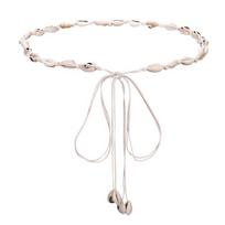1Pc White Waist Rope Bohemian Style Woven Thin Belt Women's Shell Decoration with Dress Belt Waist Girdle