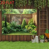 2D Outdoor Courtyard Greenery Wood Wall Portrait Backdrop 47.2x31.5inch/120*80cm