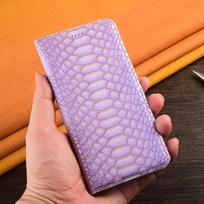 Python reljefinės odos telefono dėklas Samsung Galaxy S24 S23 S22 S21 S20 FE Ultra Plus, prabangus piniginės tipo flip dangtelis Galaxy S24 violetinė