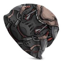 Bonnet Oni Japan Samurai Demon Knit Hat ONI MECHA BLACKOUT VER Winter Warm Cap Design Skullies Beanies Caps One Size black