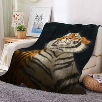 Nuožmios tigro temos flanelinė antklodė Minkšta lengva šilta svetainė miegamojo lova sofa sofa vaikams suaugusiems dovanos 80*120cm gray