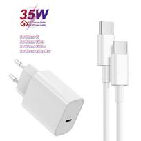 35 W PD USB C greitojo įkroviklio C tipo laidas, skirtas iPhone 15 Pro Max iPad 10 iPhone 15 Plus USB-C į USB-C įkrovimo duomenų kabelis EU balta