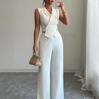 European Style Elegant Waist-Cinching Top & Flowy Wide-Leg Pants Suit - Women's Spring/Summer 2026 Collection L abrikosas