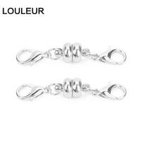 10set/lot 38*7mm Copper Magnetic Clasps With Lobster Clasps Connectors For Necklaces Bracelets Clasp Hooks DIY Jewelry Findings length 38mm sidabras