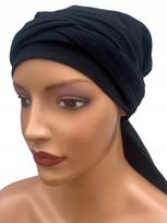 Czarna Chusta Damska Lara 008 Z Muślinu Turban Także Po Chemioterapii