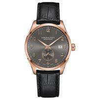 HAMILTON Jazz serijos automatinis mechaninis laikrodis 50 metrų atsparus vandeniui vyriškas nerūdijančio plieno paauksuotas 18K rožinio aukso korpusas karvės odos dirželis H42575783 auksas