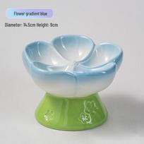 High-Leg Ceramic Pet Slow Feeder Bowl: Anti-Choke, Anti-Tip, Neck Protection for Cats & Small Dogs with Slanted Opening.