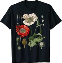 Botaniniai aguonai Raudona aguona Unisex marškinėliai S įvairiaspalvis