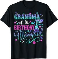Grandma of The Birthday Mermaid Girl Bday Party Squad Family T-Shirt S įvairiaspalvis
