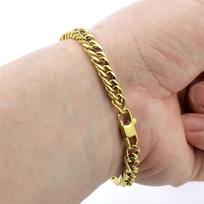 Bracelet Stainless Steel Yellow Tone Chain Classics Lobster Buckle-5mm Width for Woman 18cm(7.08 inch)