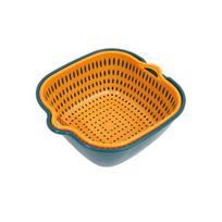 Special Vegetable Cleaning Draining Bowl Basket Double-Layer Household Washing And Vegetables Hollow Storage L orange