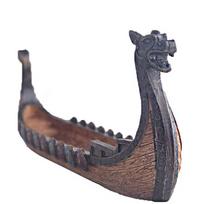 Derva Vikingų laivai Smilkalų lazdelių laikiklis Retro laivų ornamentas Išskirtinė graži namų dekoracija