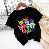 kids Summer Sprunki Short Sleeved Casual T-shirt for Boys Aged 4-14 Childrens Comfortable Top Suitable as a Gift for Boys girls 100