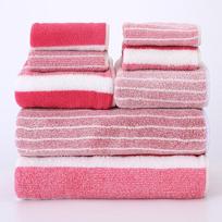 8-Piece Towel Set: Thick Absorbent Bath, Face & Hair Towels Made of Coral Fleece for Adults & Children Vacuum Pack raudona