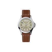 Hamilton Khaki Field Series Automatic Mechanical Movement 50m Water Resistant Watch 40mm Beige Dial Stainless Steel Case Leather Strap H64455523 White Dial