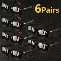 6pcs Classic Retro Small Frame Square Men's Sunglasses Outdoor Men's Sunshade Driving Glasses Sports UV Resistant Glasses