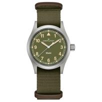 HAMILTON Khaki Field Series Quartz Movement 50 Meters Waterproof Unisex Swiss Watch 38mm Green Dial Stainless Steel Case Fabric Strap h69401960 žalia